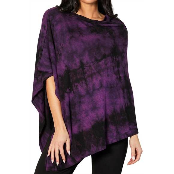 NEW FRENCH KYSS marble wash asymmetrical poncho in grape - Picture 1 of 1